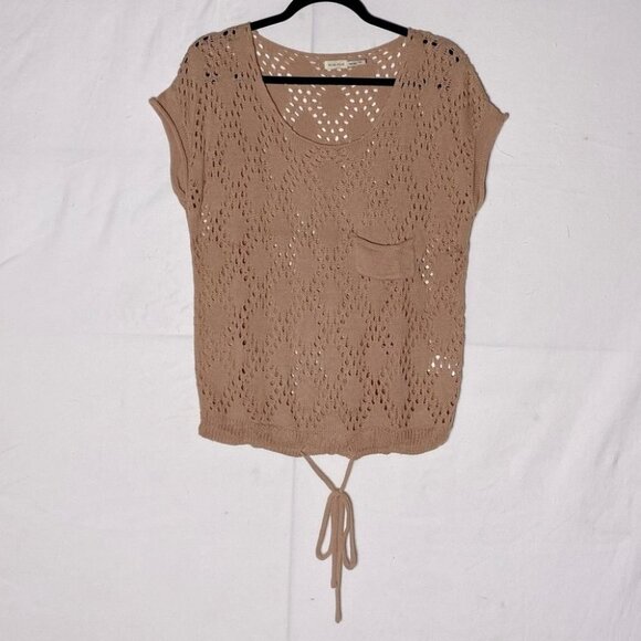 5/$25 Blue Bird Nude Open Knit Tie Waist Sweater M - Picture 14 of 14